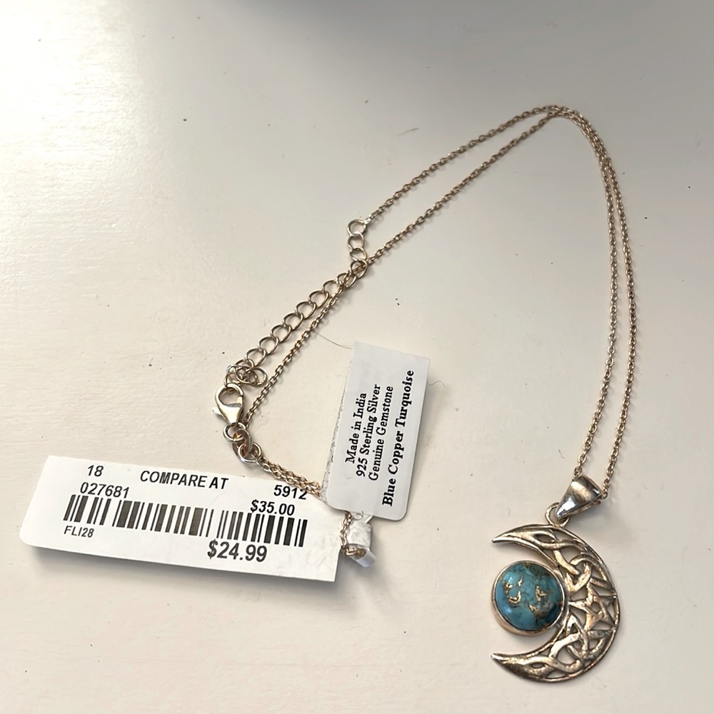 Sterling Silver, Turquoise Moon Necklace
